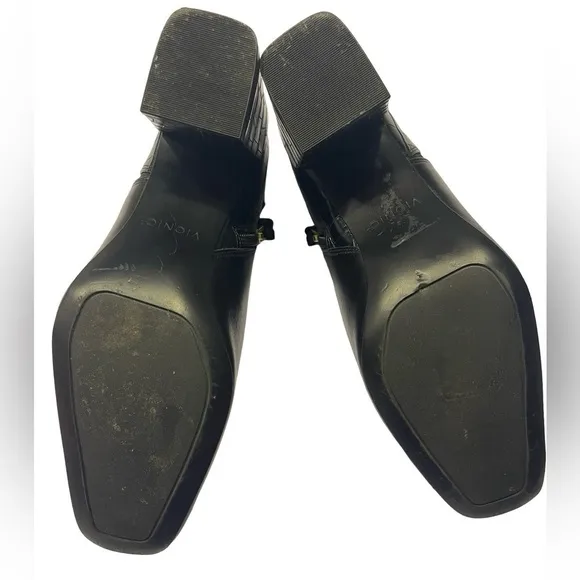 Vionic Linda Black Croc Leather Ankle Boots with Crocodile Back/Heel Size 6