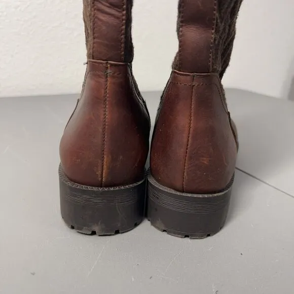 Vionic Women's Aurora Zip Up Boots Size 8 Brown Leather Midcalf Faux Fur Lining