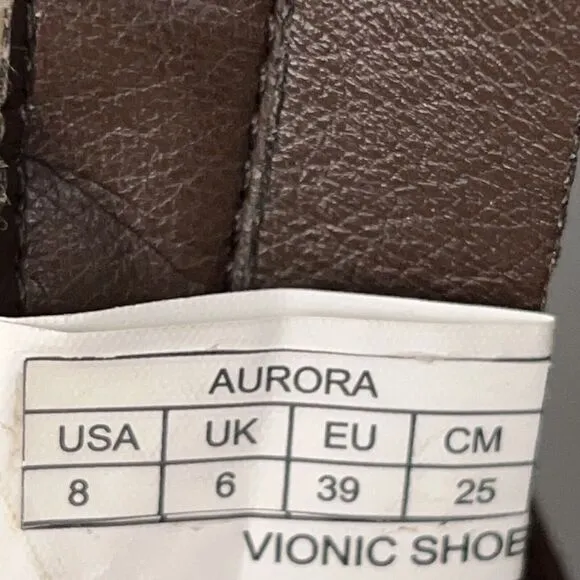 Vionic Women's Aurora Zip Up Boots Size 8 Brown Leather Midcalf Faux Fur Lining