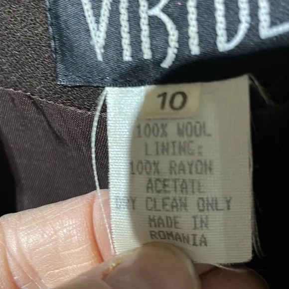 Virtue 10 chocolate brown wool pockets lined orange floral detail vintage wuc