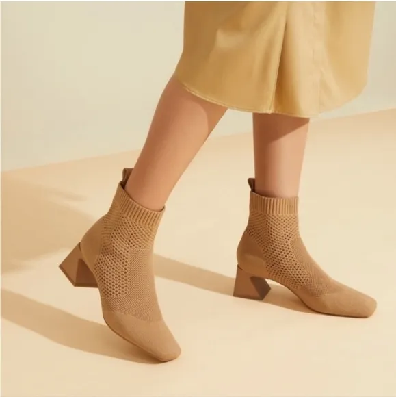 Vivaia Melissa Boots Square Toe Knit Perforated