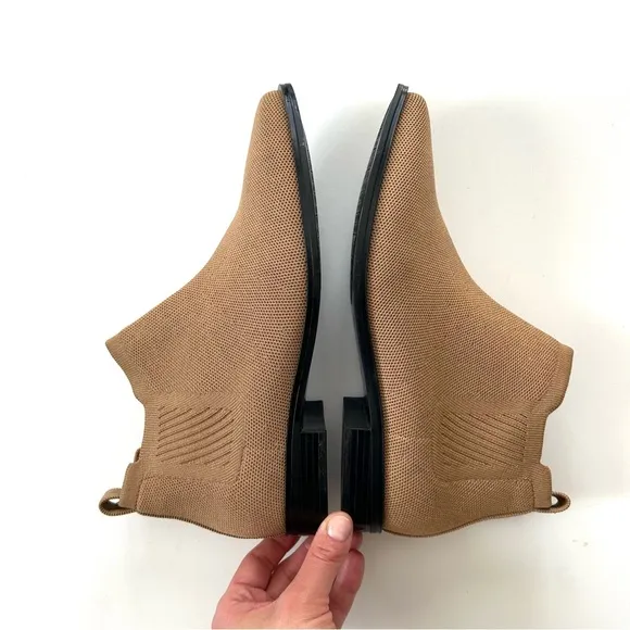 Vivaia Nutmeg Tan Square Toe Ryan Pro Water Repellant Knitted Ankle Boots