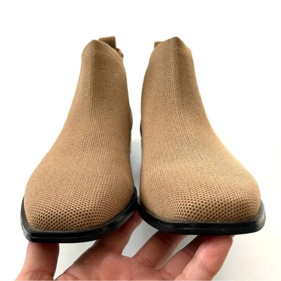Vivaia Nutmeg Tan Square Toe Ryan Pro Water Repellant Knitted Ankle Boots