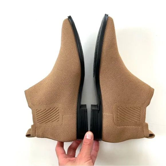 Vivaia Nutmeg Tan Square Toe Ryan Pro Water Repellant Knitted Ankle Boots
