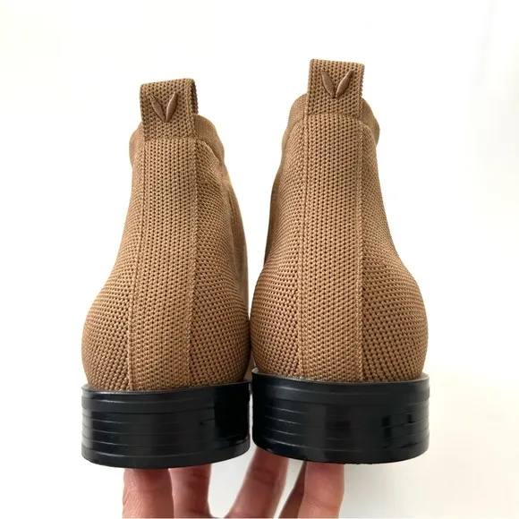 Vivaia Nutmeg Tan Square Toe Ryan Pro Water Repellant Knitted Ankle Boots