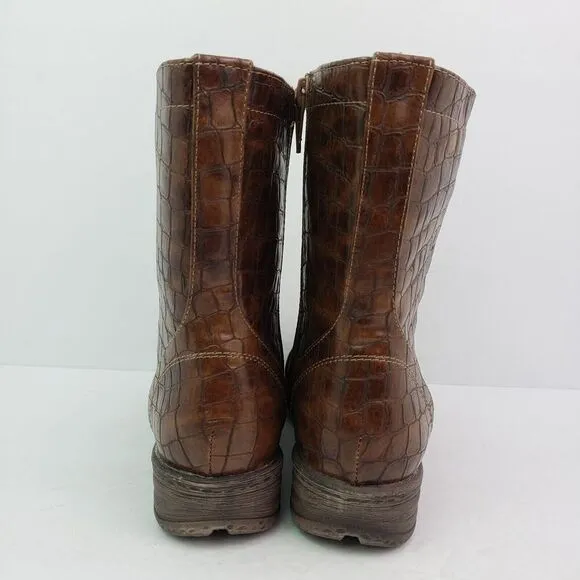 Volatile Womens Size 6 Brown Underground Faux Leather Snake Print Combat Boots