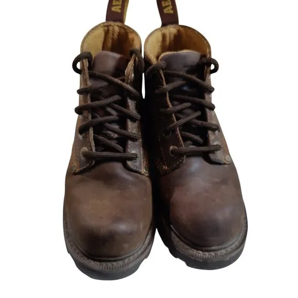 Vtg 90s Y2K American Eagle AE Footwear Sz 6 Brown Leather Chunky Lug Sole Boots