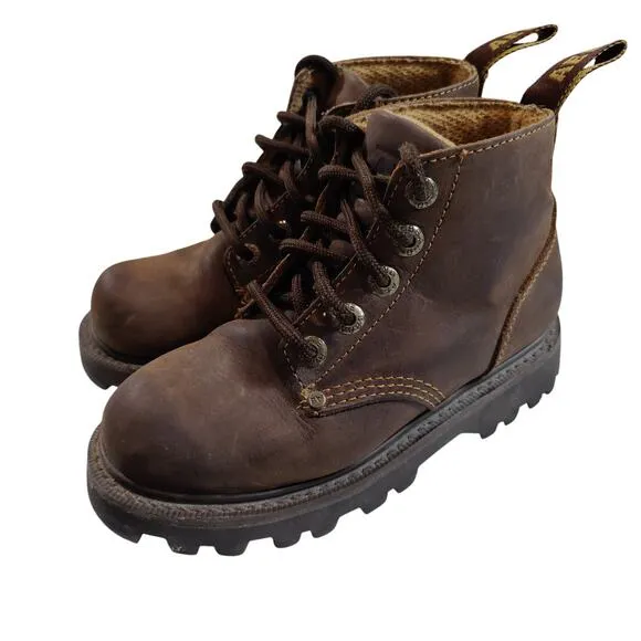 Vtg 90s Y2K American Eagle AE Footwear Sz 6 Brown Leather Chunky Lug Sole Boots