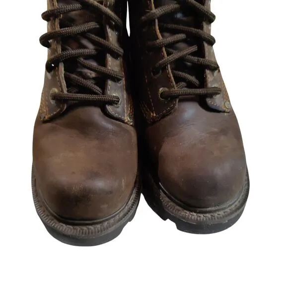 Vtg 90s Y2K American Eagle AE Footwear Sz 6 Brown Leather Chunky Lug Sole Boots