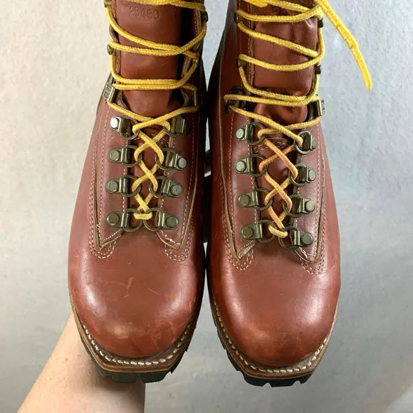 VTG Chippewa Mens Kush N Kollar Leather Shearling Lined Work Boots Sz 8E USA