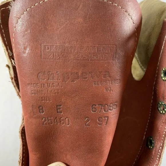 VTG Chippewa Mens Kush N Kollar Leather Shearling Lined Work Boots Sz 8E USA