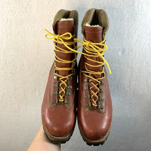 VTG Chippewa Mens Kush N Kollar Leather Shearling Lined Work Boots Sz 8E USA