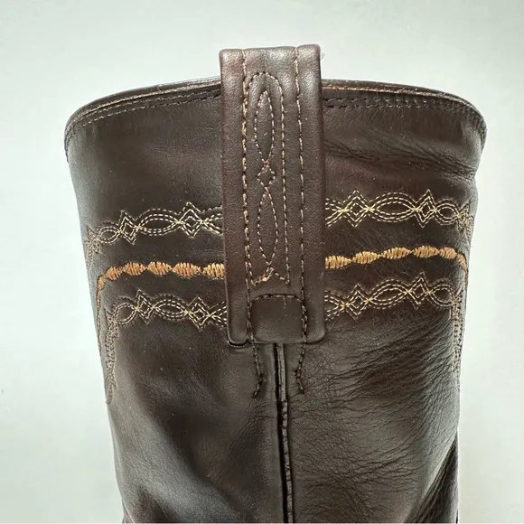 VTG JUSTIN ROPER BROWN CORONA LEATHER ALMOND TOE WESTERN COWBOY BOOTS Sz8.5EE