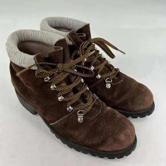 VTG Red Wing Women's Brown Suede Boots US 8 Mountaineering Lace-Up Hiking Boot