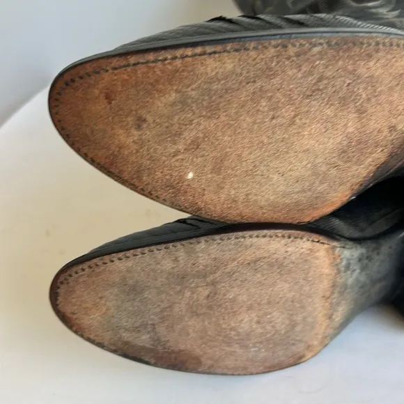 VTG Tony Lama CZ810 Men's Exotic Teju Lizard Western Cowboy Boots BLACK 10.5 D