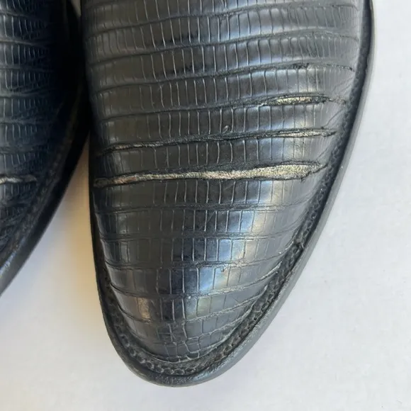VTG Tony Lama CZ810 Men's Exotic Teju Lizard Western Cowboy Boots BLACK 10.5 D