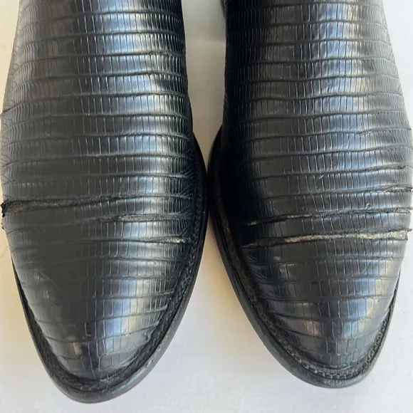 VTG Tony Lama CZ810 Men's Exotic Teju Lizard Western Cowboy Boots BLACK 10.5 D