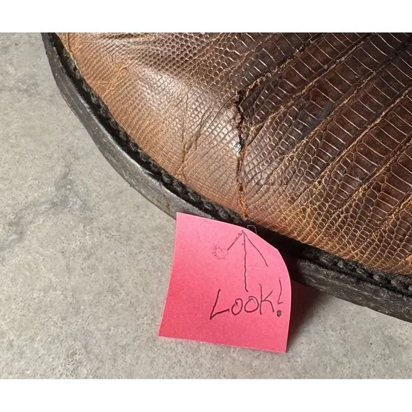 VTG Tony Lama Men's Brown Western Boots Teju Lizard Leather Size 11 B Gold Label