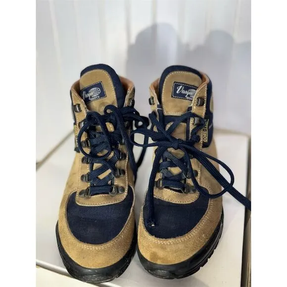 VTG Vasque Gore-Tex Hiking Boots Size 8M Suede &amp; Canvas Made in Italy Cowhide