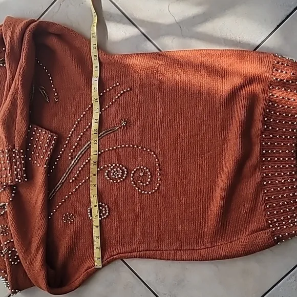 VTG Victoria Barbour Cowl Neck  Embellished Sweater SZ: L