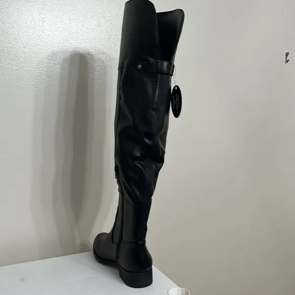 W566 Sun   Stone Black Women's Allicce Faux Leather Over-The-Knee Boots