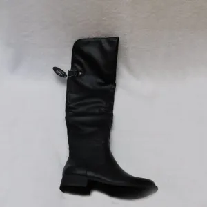 W566 Sun   Stone Black Women's Allicce Faux Leather Over-The-Knee Boots