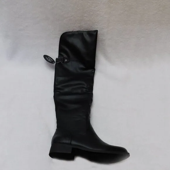W566 Sun   Stone Black Women's Allicce Faux Leather Over-The-Knee Boots