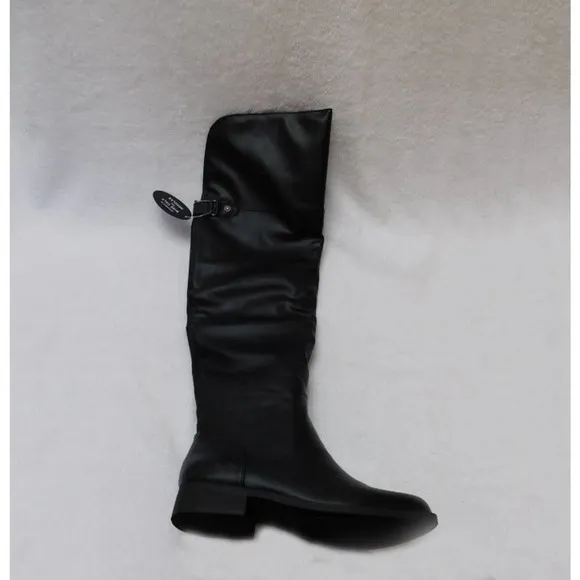 W567 Sun   Stone Black Wide Calf Allicce Faux Leather Over-The-Knee Boots - 7 M