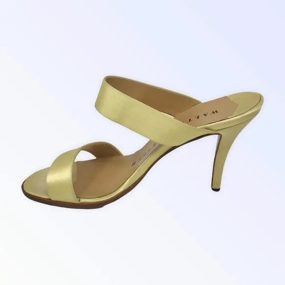 Walter Steiger Vintage NEW Yellow Satin Yellow Sandals Heels