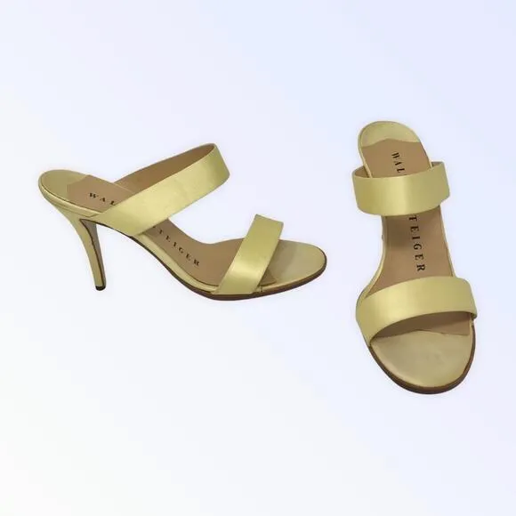 Walter Steiger Vintage NEW Yellow Satin Yellow Sandals Heels