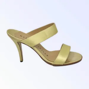 Walter Steiger Vintage NEW Yellow Satin Yellow Sandals Heels