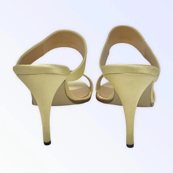 Walter Steiger Vintage NEW Yellow Satin Yellow Sandals Heels