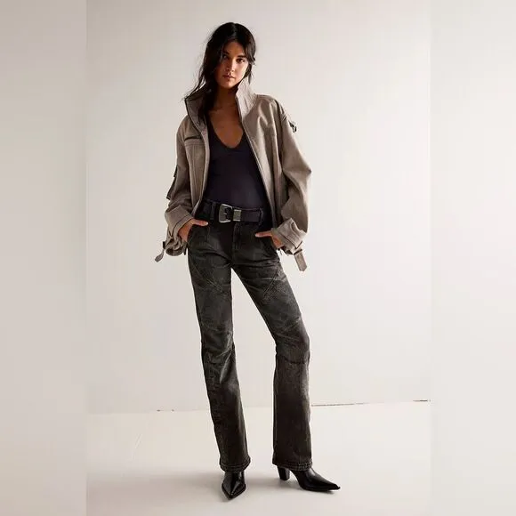 We the free free people vector Moto mid rise flare NWT