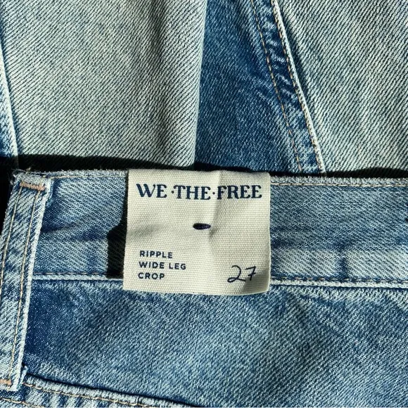 We The Free People Ripple Patchwork Wide Leg Kick Flare Cropped Jeans | Size 27