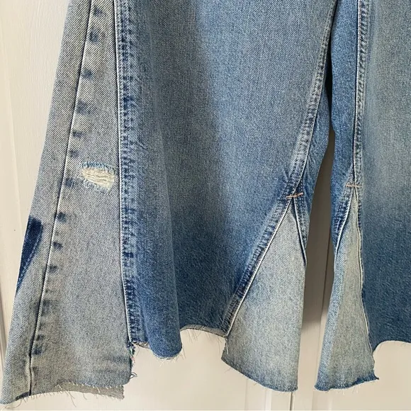 We The Free People Ripple Patchwork Wide Leg Kick Flare Cropped Jeans | Size 27
