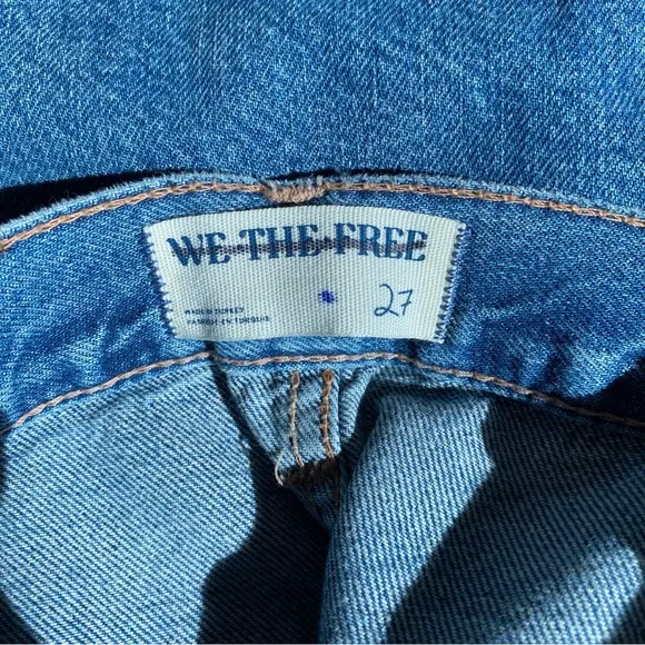 We The Free People Ripple Patchwork Wide Leg Kick Flare Cropped Jeans | Size 27
