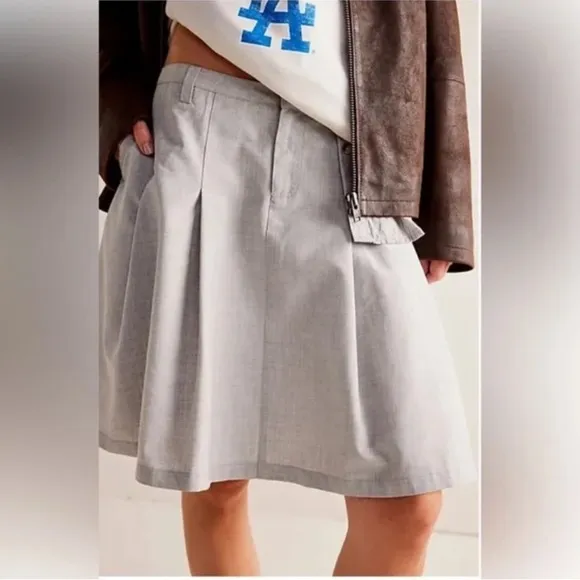We The Free Suiting Pleated Mini Skirt NWOT