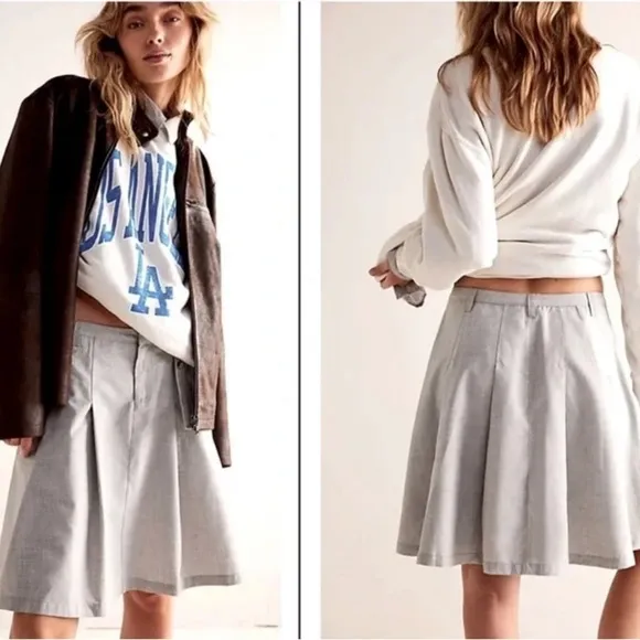 We The Free Suiting Pleated Mini Skirt NWOT