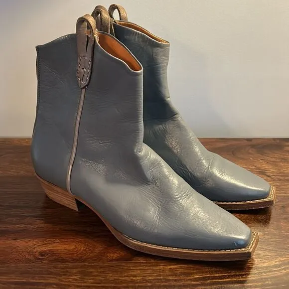 We The Free Wesley Ankle Western Leather Boots in Sky, Size 8.5