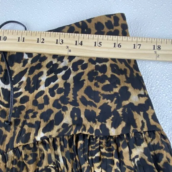 Western Boho Chic Cowgirl Multi Tiered Leopard Long Skirt Elastic Waist 12 VTG