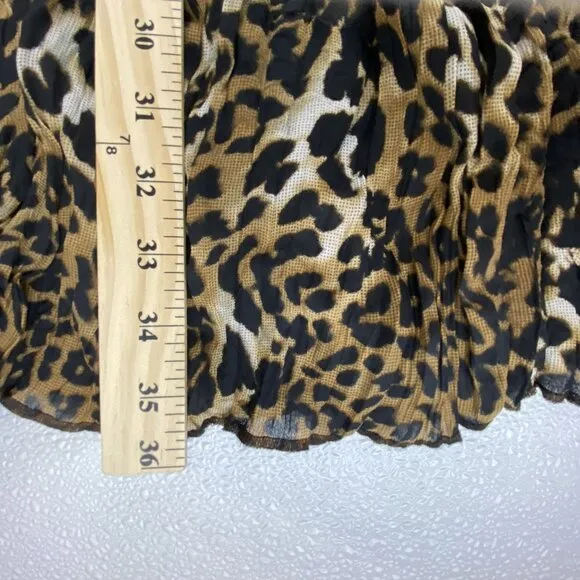 Western Boho Chic Cowgirl Multi Tiered Leopard Long Skirt Elastic Waist 12 VTG