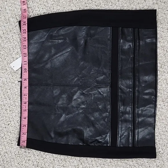 WHBM Mixed Textured Faux Leather Mini Skirt