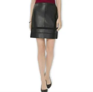 WHBM Mixed Textured Faux Leather Mini Skirt