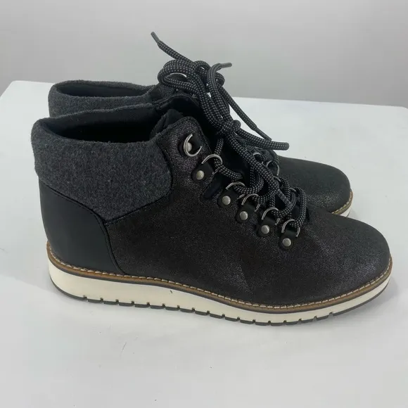 White Mountain Clifton Boots Womens 9 Black Lace Up