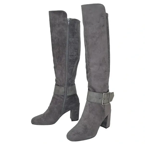 White Mountain Katrina Grey Microsuede Fabric Knee High Womens Boots Size 10M