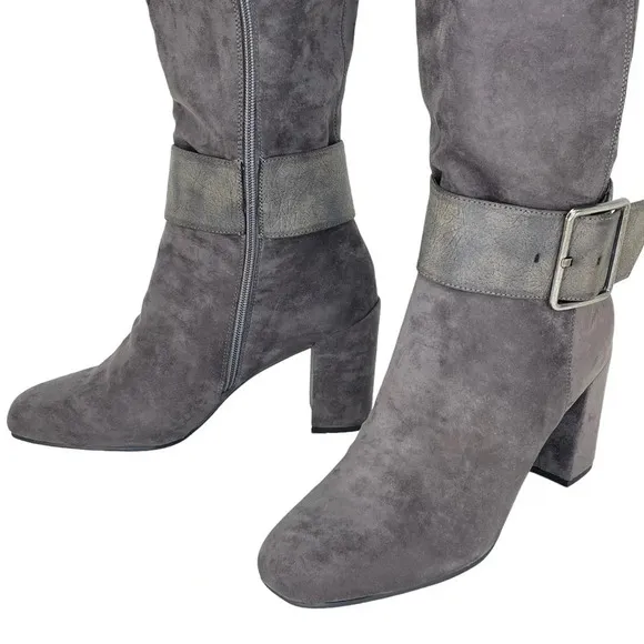 White Mountain Katrina Grey Microsuede Fabric Knee High Womens Boots Size 10M