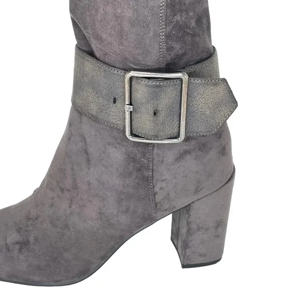 White Mountain Katrina Grey Microsuede Fabric Knee High Womens Boots Size 10M