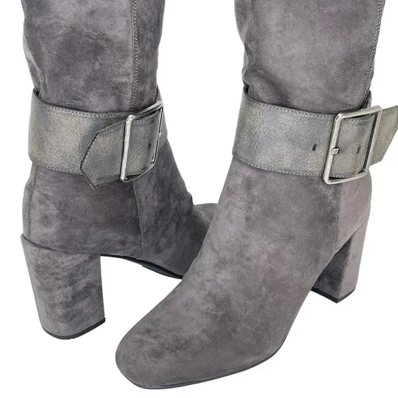 White Mountain Katrina Grey Microsuede Fabric Knee High Womens Boots Size 10M