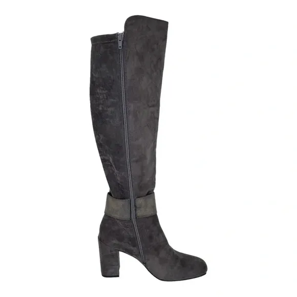 White Mountain Katrina Grey Microsuede Fabric Knee High Womens Boots Size 10M