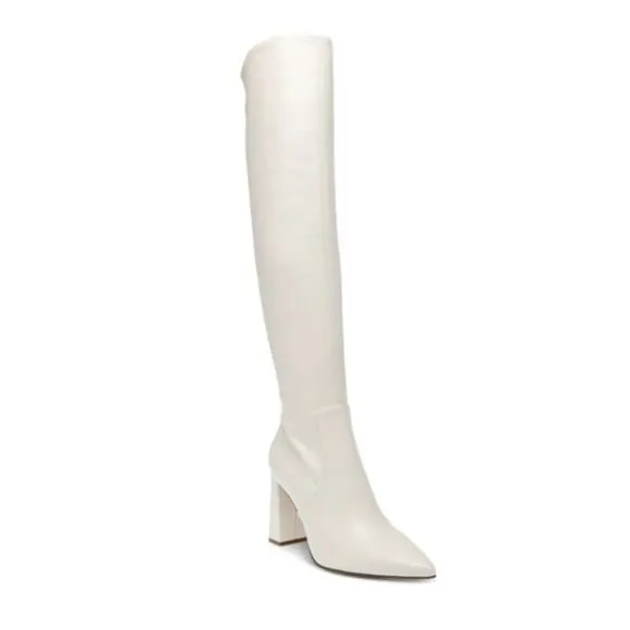 Wild Pair Eileene White Bone Size 9 Faux Leather Pointed Toe Knee High Boots W